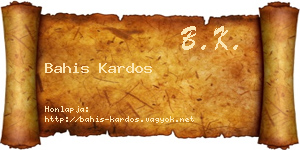 Bahis Kardos névjegykártya